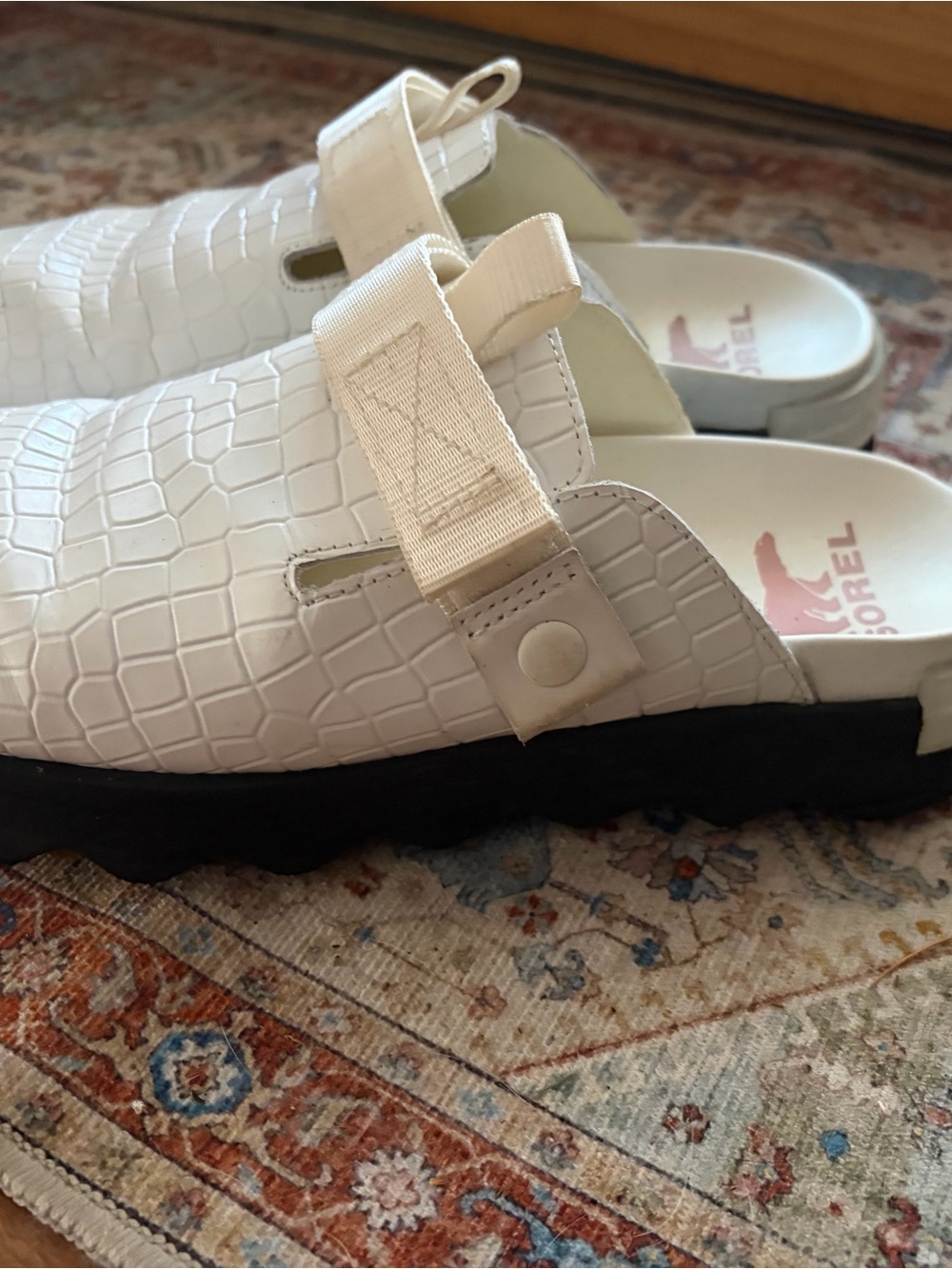 Sorel White Croc-Texture Slip-On Viibe Clog